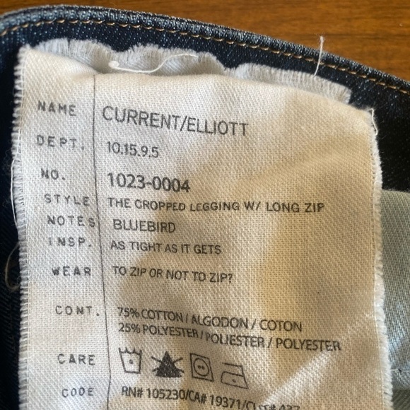 Current/Elliott Size 23 /0 The Cropped Legging w Long Zip - Picture 7 of 7
